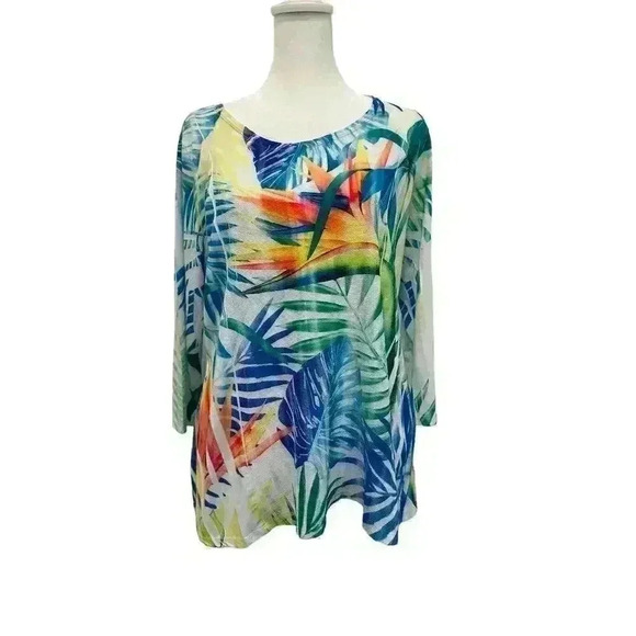 Impulse California Women's Tropical Raglan Sleeve Tunic Size M - Picture 2 of 8